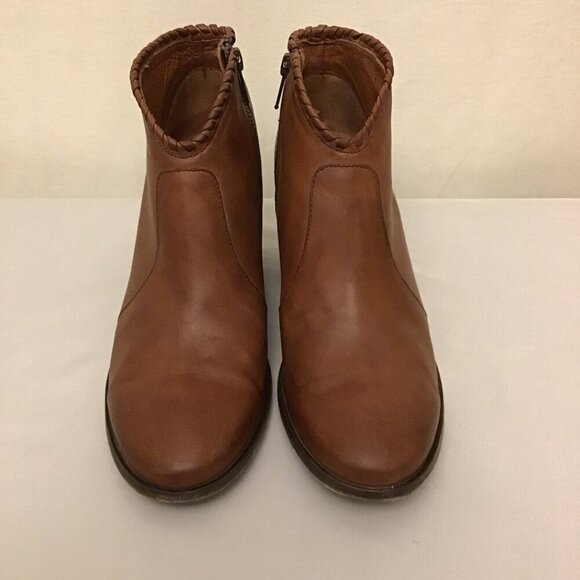 Frye 9 Nora Whipstitch Women’s Zip Ankle Boots Booties Cognac Brown Leather - Picture 3 of 12